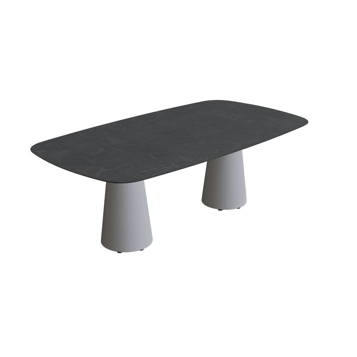 Royal Botania Conix Tisch 220 x 120 cm – Esstisch, H 75 cm · Sockel zementgrau (cement grey) · Keramik schwarz geädert (Nero Marquina)