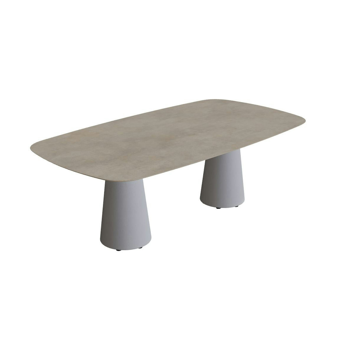 Royal Botania Conix Tisch 220 x 120 cm – Esstisch, H 75 cm · Sockel zementgrau (cement grey) · Keramik graubraun (Terra Sabbia)