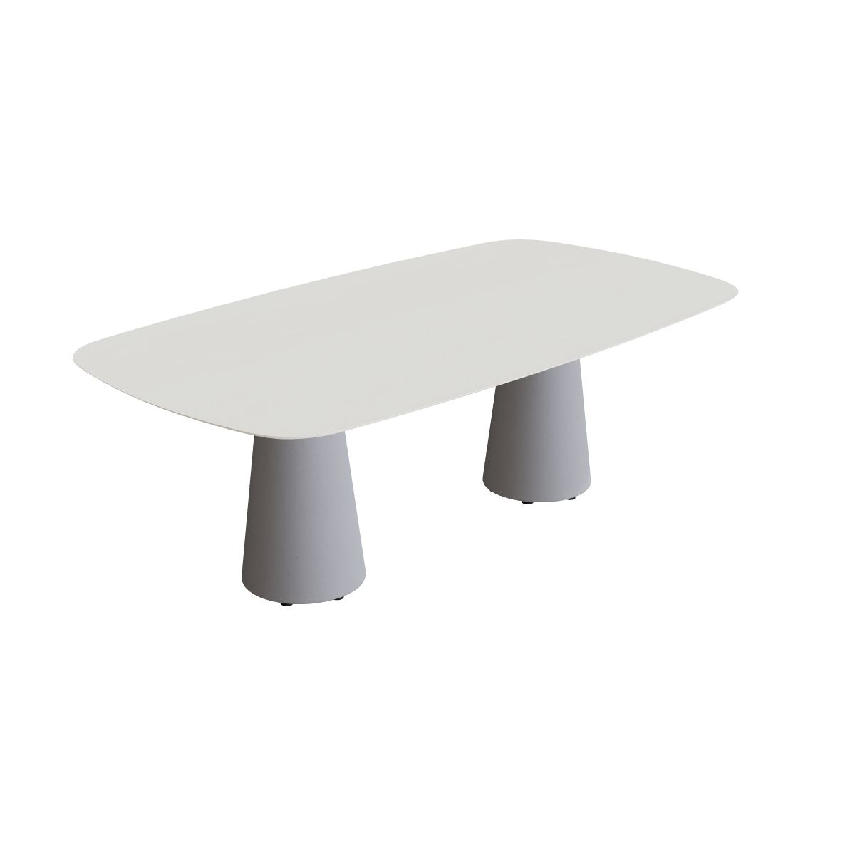 Royal Botania Conix Tisch 220 x 120 cm, Esstisch, Sockel zementgrau (cement grey), Keramik weiß (white)