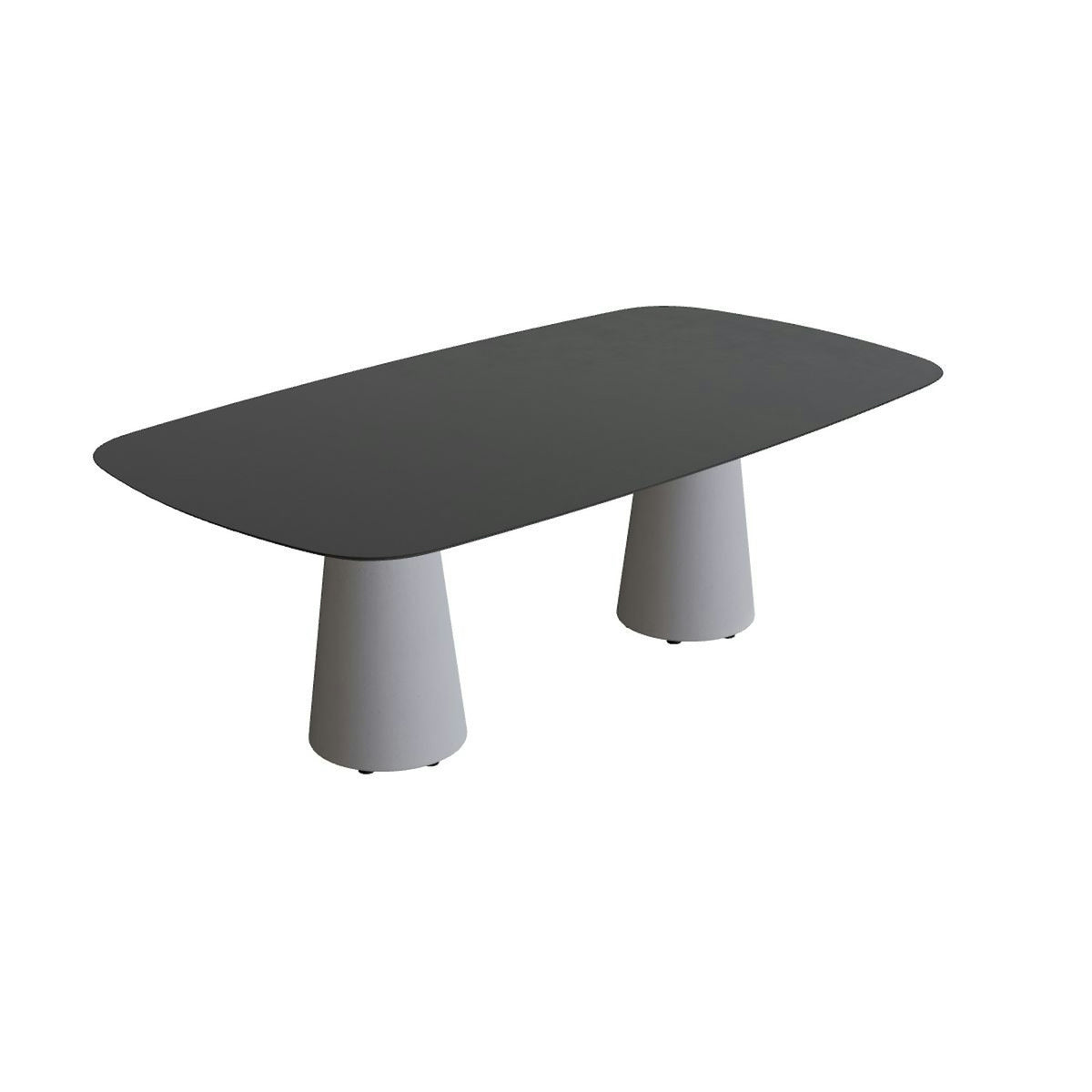 Royal Botania Conix Tisch 220 x 120 cm – Esstisch, H 75 cm · Sockel zementgrau (cement grey) · Keramik schwarz (black)
