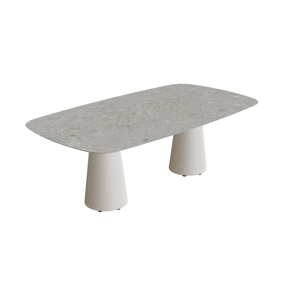 Royal Botania Conix Tisch 220 x 120 cm, Esstisch, Sockel sand (desert), Keramik grau gemustert (Ceppo Dolomitica)