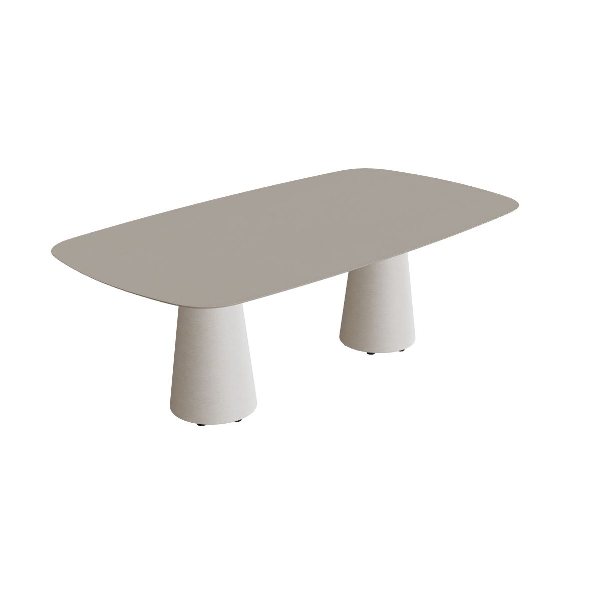 Royal Botania Conix Tisch 220 x 120 cm, Esstisch, Sockel sand (desert), Keramik perlgrau (Pearl Grey)