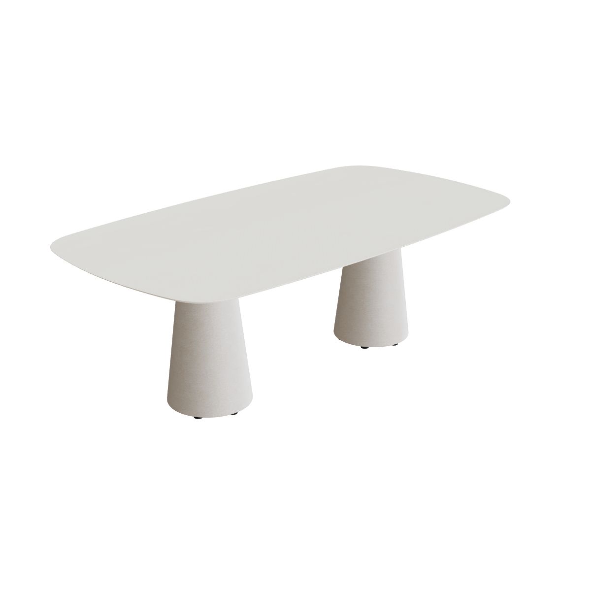 Royal Botania Conix Tisch 220 x 120 cm, Esstisch, Sockel sand (desert), Keramik weiß (white)