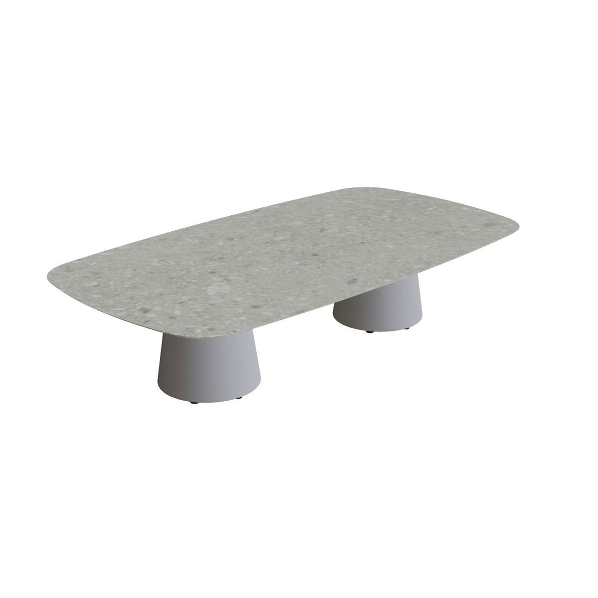Royal Botania Conix Tisch 220 x 120 cm – hoher Loungetisch, H 50 cm · Sockel zementgrau (cement grey) · Keramik grau gemustert (Ceppo Dolomitica)