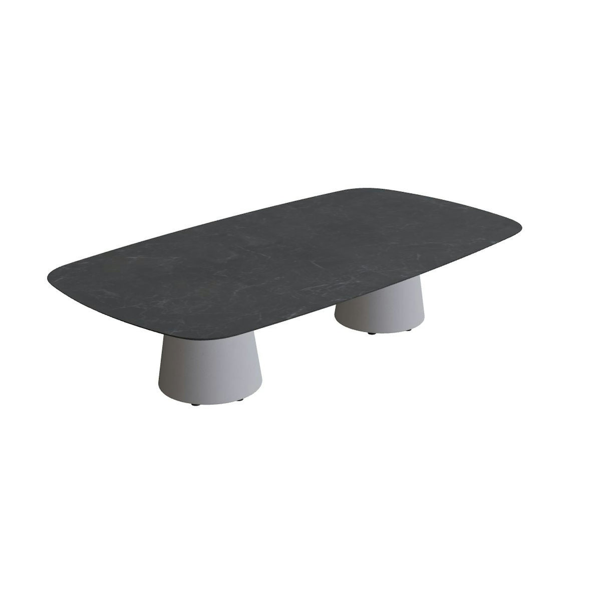 Royal Botania Conix Tisch 220 x 120 cm – hoher Loungetisch, H 50 cm · Sockel zementgrau (cement grey) · Keramik schwarz geädert (Nero Marquina)