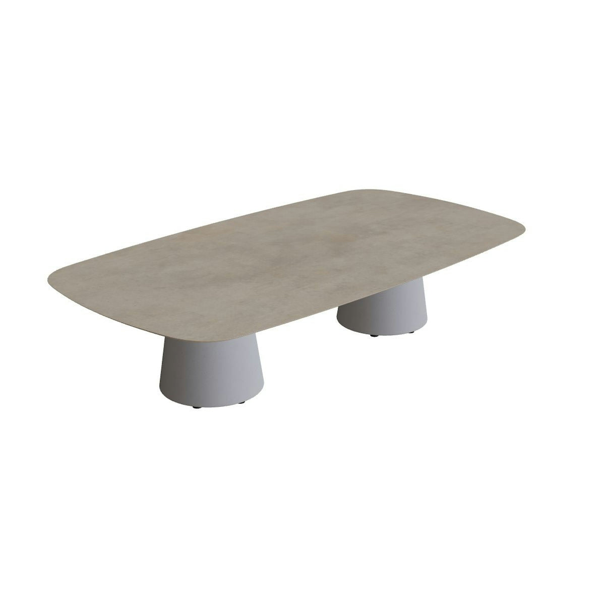 Royal Botania Conix Tisch 220 x 120 cm – hoher Loungetisch, H 50 cm · Sockel zementgrau (cement grey) · Keramik graubraun (Terra Sabbia)