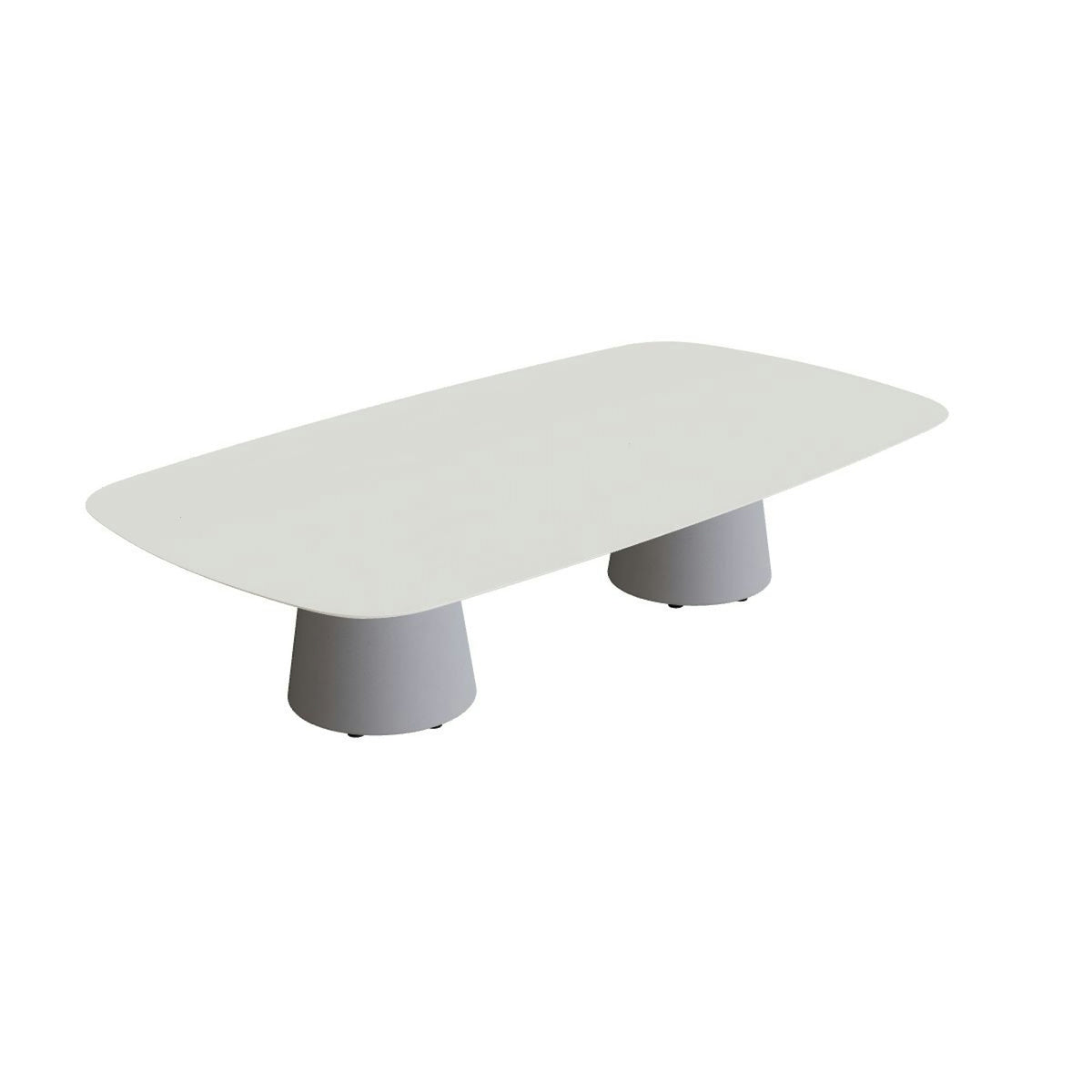Royal Botania Conix Tisch 220 x 120 cm – hoher Loungetisch, H 50 cm · Sockel zementgrau (cement grey) · Keramik weiß (white)