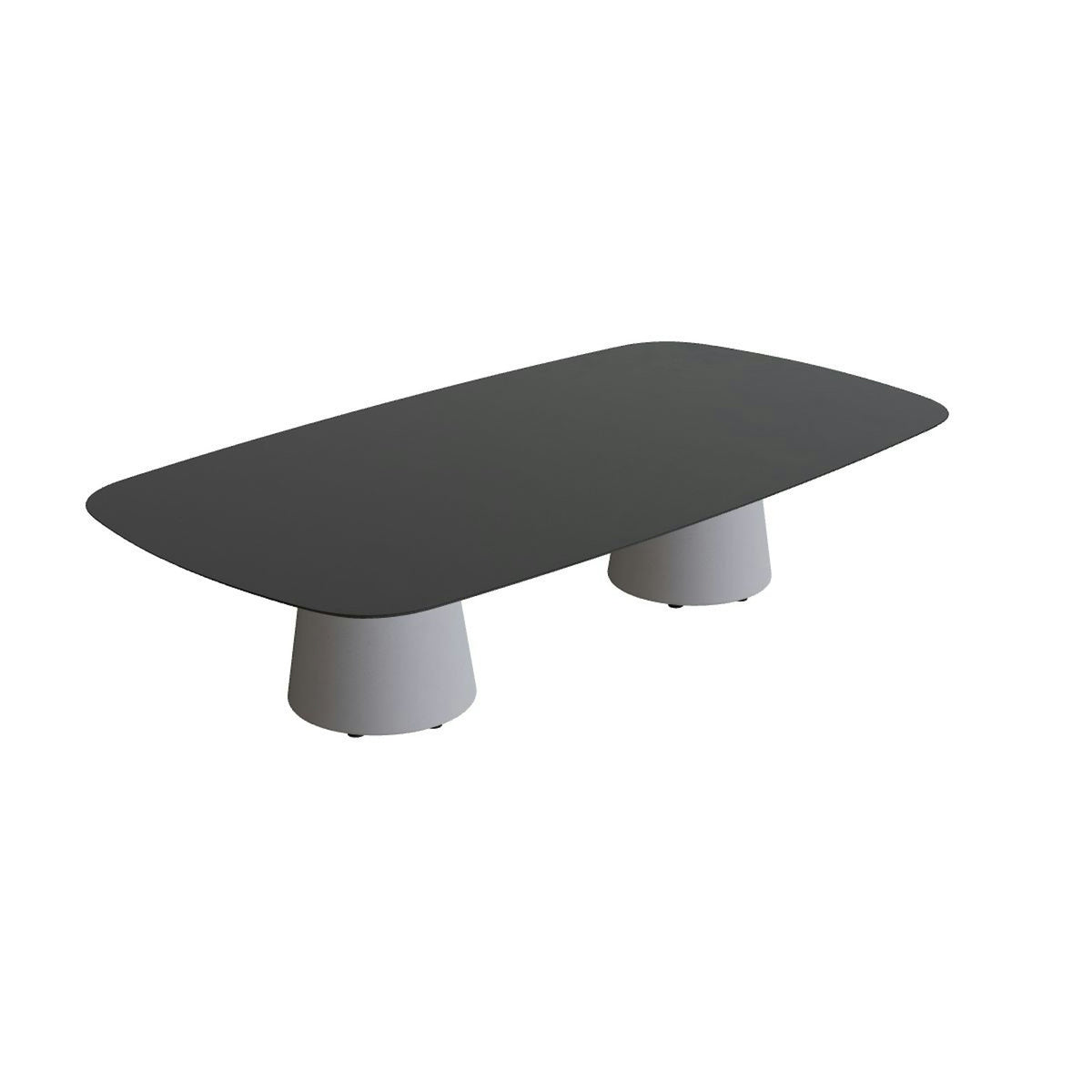 Royal Botania Conix Tisch 220 x 120 cm – hoher Loungetisch, H 50 cm · Sockel zementgrau (cement grey) · Keramik schwarz (black)