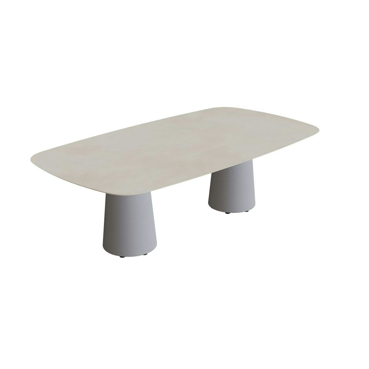 Royal Botania Conix Tisch 220 x 120 cm – niedriger Esstisch, H 67 cm · Sockel zementgrau (cement grey) · Keramik zementgrau (Cemento Luminoso)