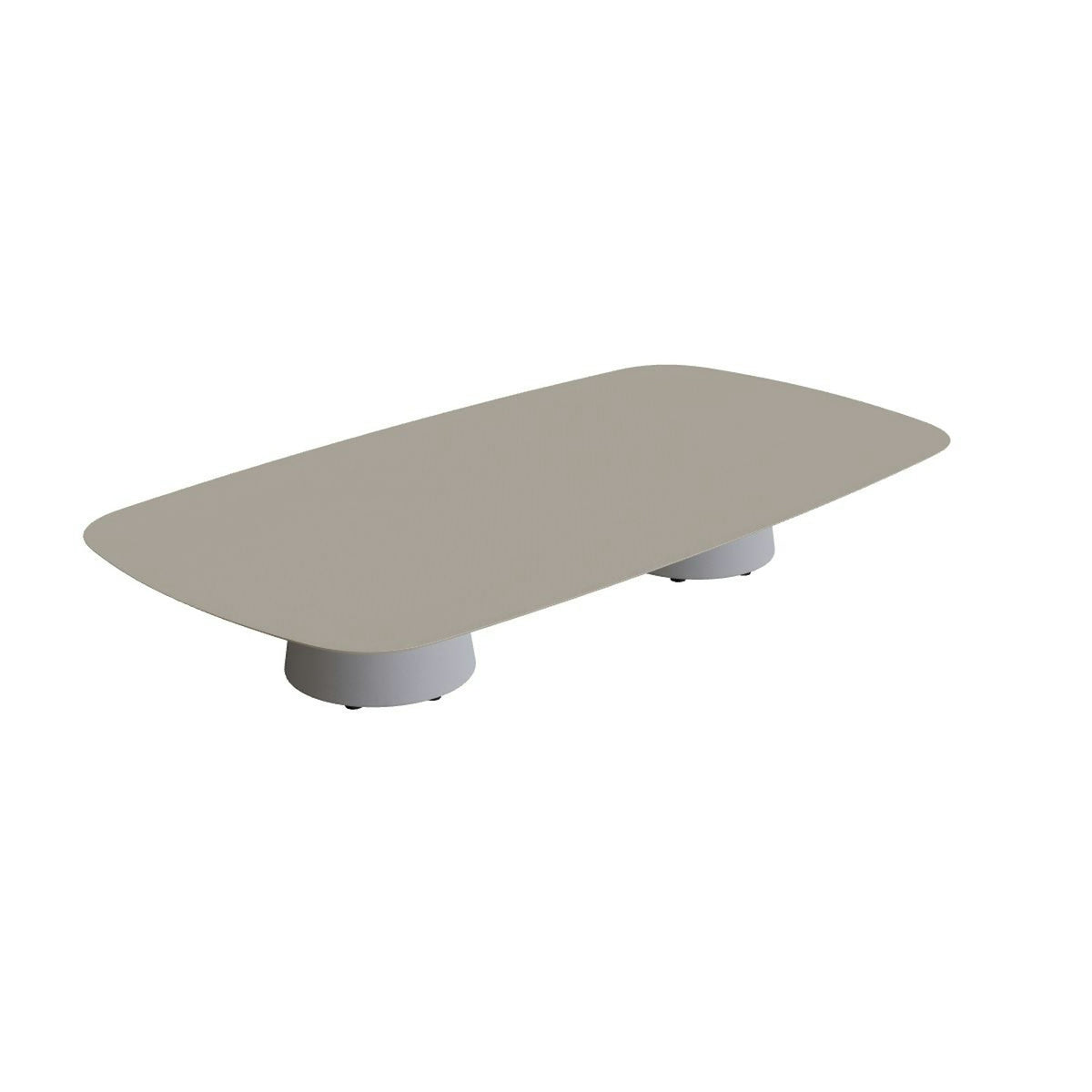 Royal Botania Conix Tisch 220 x 120 cm – niedriger Loungetisch, H 35 cm · Sockel zementgrau (cement grey) · Keramik perlgrau (Pearl Grey)