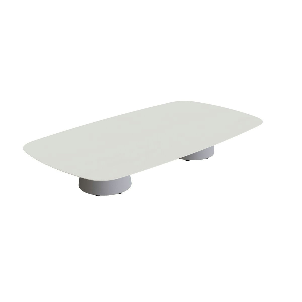 Royal Botania Conix Tisch 220 x 120 cm – niedriger Loungetisch, H 35 cm · Sockel zementgrau (cement grey) · Keramik weiß (white)