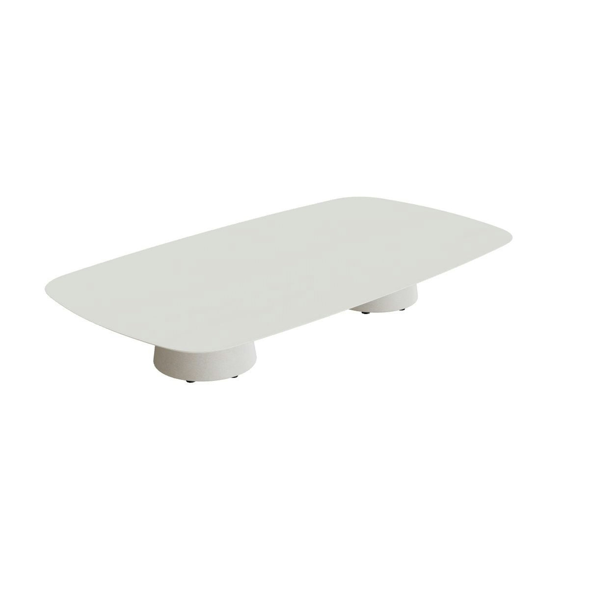 Royal Botania Conix Tisch 220 x 120 cm – niedriger Loungetisch, H 35 cm · Sockel sand (desert) · Keramik weiß (white)