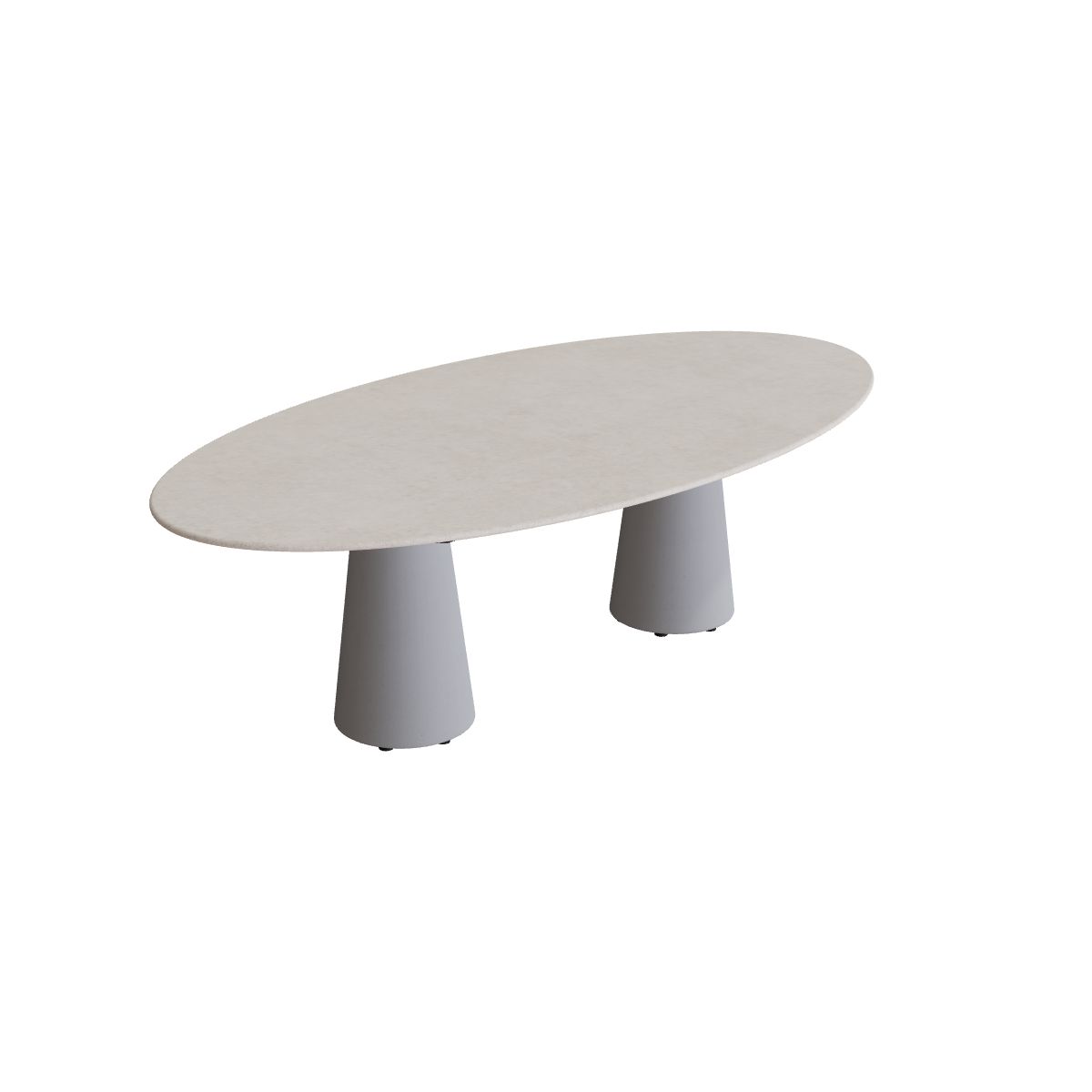 Royal Botania Conix Tisch Ellipse 250 x 130 cm, Esstisch, Sockel zementgrau (cement grey), Keramik grau gesprenkelt (Sienna Arena)