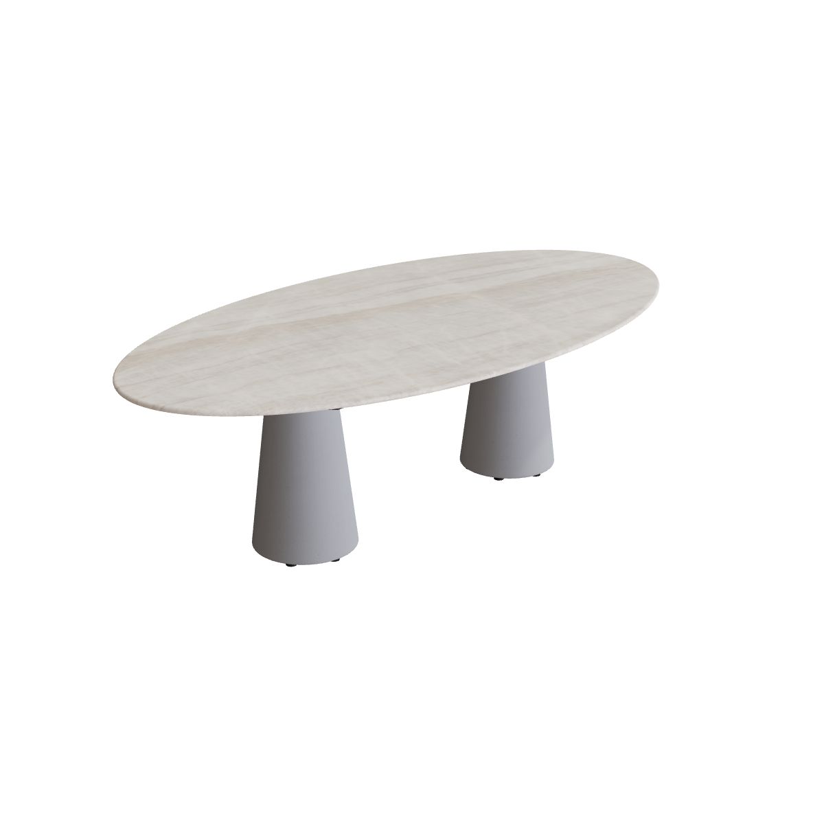 Royal Botania Conix Tisch Ellipse 250 x 130 cm, Esstisch, Sockel zementgrau (cement grey), Keramik grau-braun geädert (Strato Quartz)