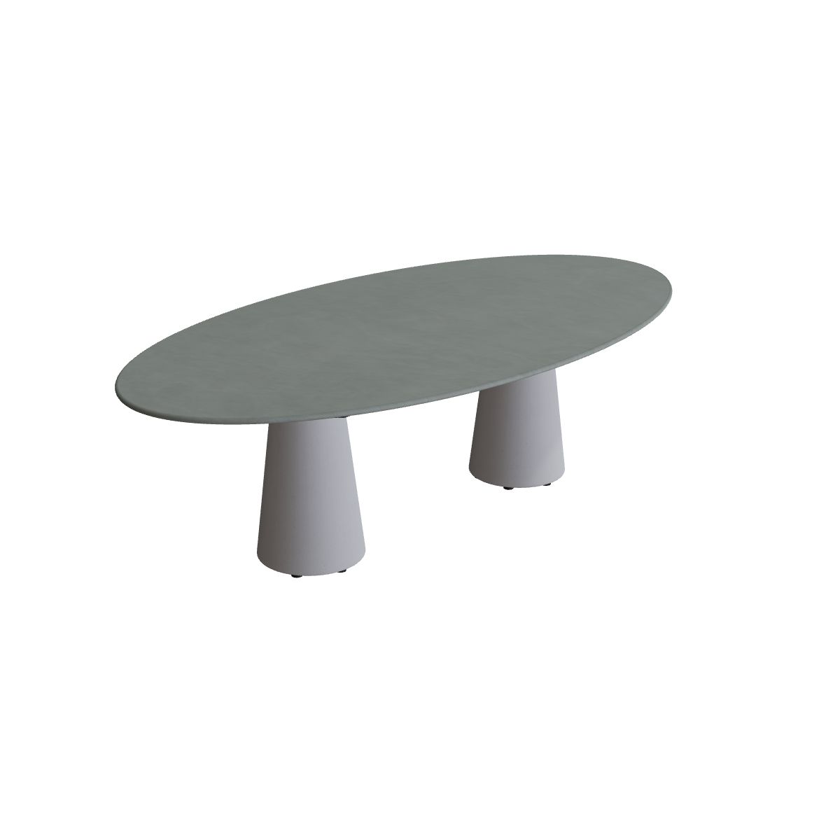 Royal Botania Conix Tisch Ellipse 250 x 130 cm, Esstisch, Sockel zementgrau (cement grey), Keramik steingrün (Verdezza Amazon)