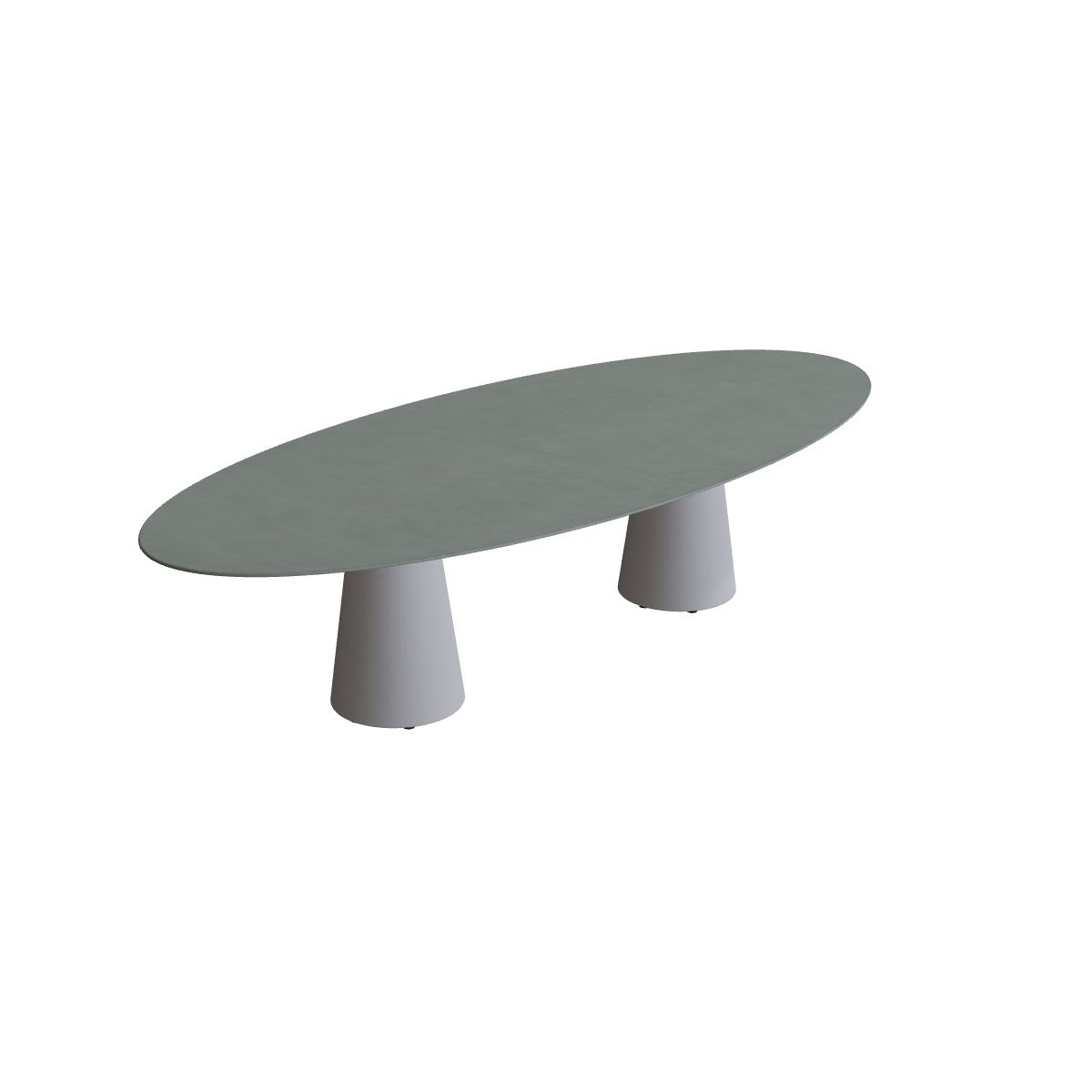 Royal Botania Conix Tisch oval 320 x 140 cm, Esstisch, Sockel zementgrau (cement grey), Keramik steingrün (Verdezza Amazon)