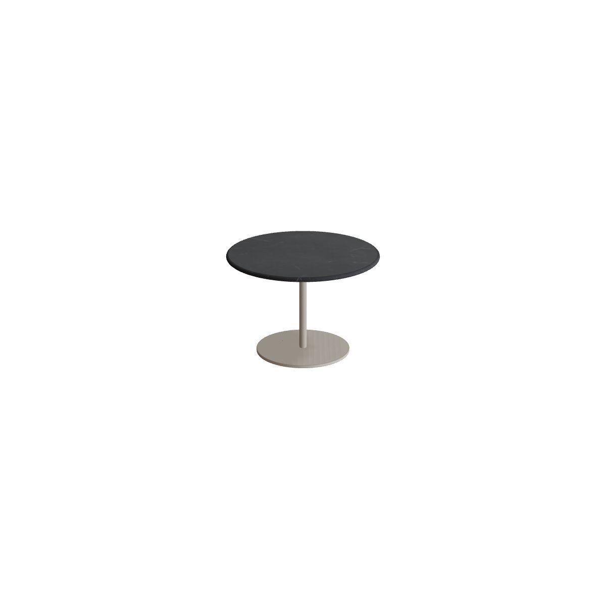 Royal Botania Butler Beistelltisch 40 cm niedrig, Gestell pebble, Keramik schwarz geädert (Nero Marquina)