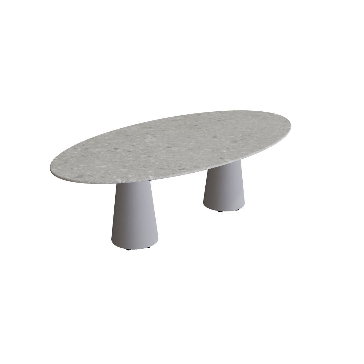 Royal Botania Conix Tisch Ellipse 250 x 130 cm, Esstisch, Sockel zementgrau (cement grey), Keramik grau gemustert (Ceppo Dolomitica)