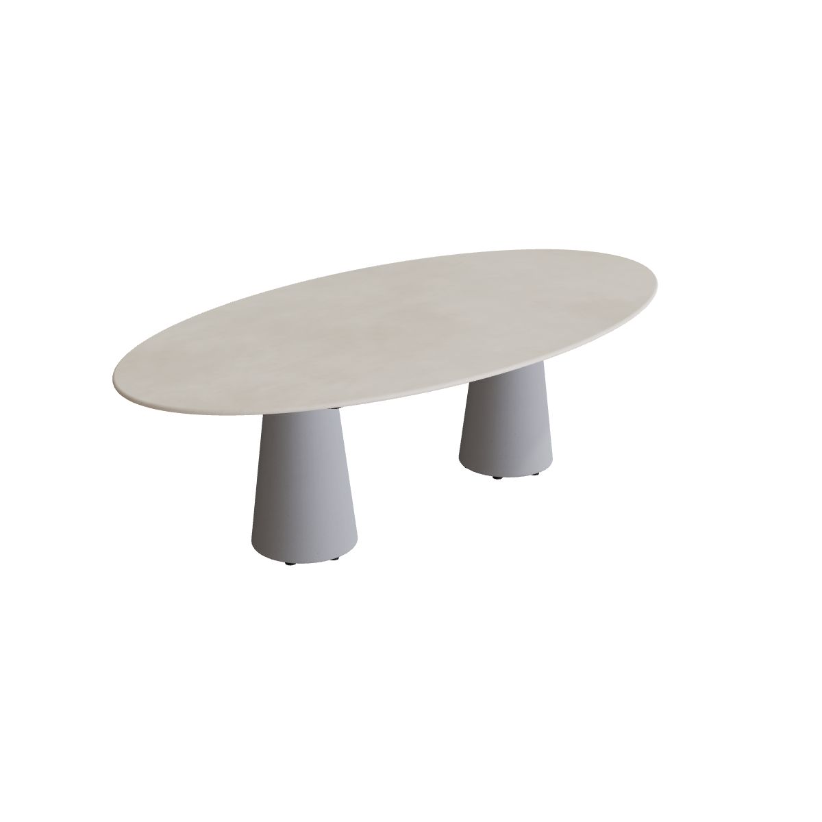 Royal Botania Conix Tisch Ellipse 250 x 130 cm, Esstisch, Sockel zementgrau (cement grey), Keramik zementgrau (Cemento Luminoso)