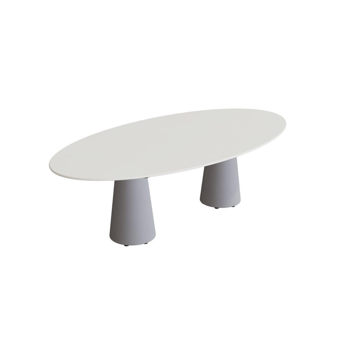 Royal Botania Conix Tisch Ellipse 250 x 130 cm, Esstisch, Sockel zementgrau (cement grey), Keramik weiß (white)