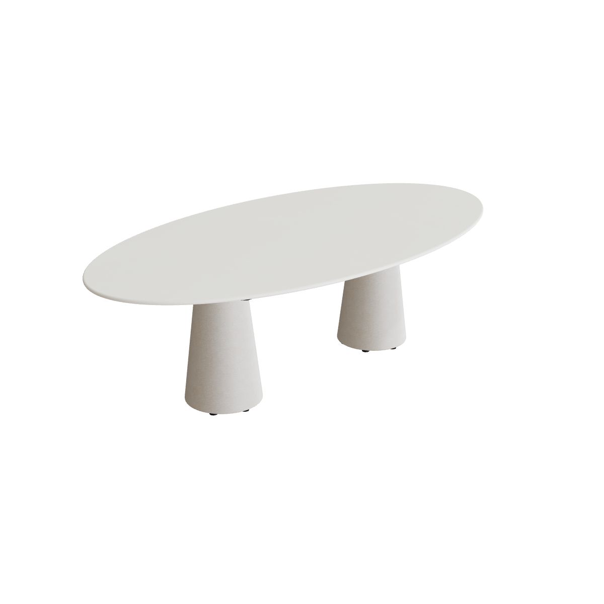 Royal Botania Conix Tisch Ellipse 250 x 130 cm, Esstisch, Sockel sand (desert), Keramik weiß (white)