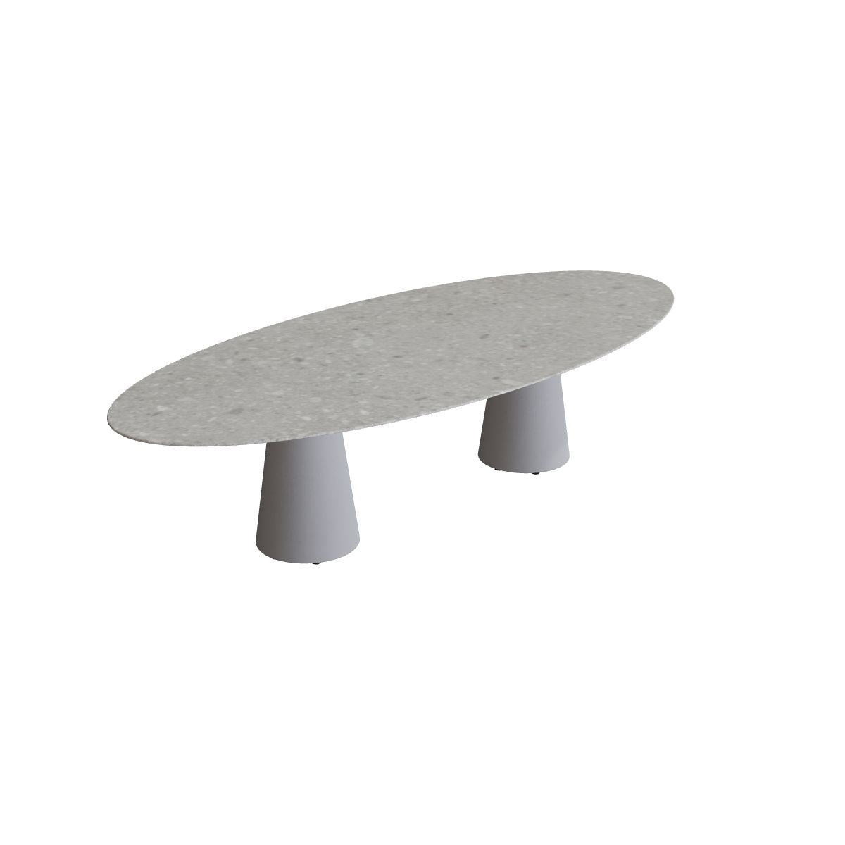 Royal Botania Conix Tisch oval 320 x 140 cm, Esstisch, Sockel zementgrau (cement grey), Keramik grau gemustert (Ceppo Dolomitica)