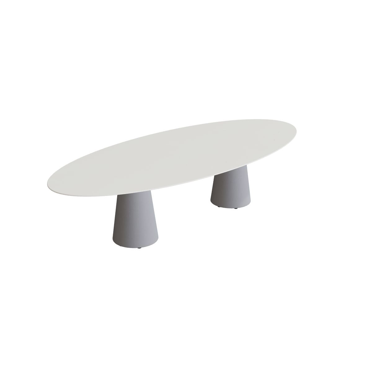 Royal Botania Conix Tisch oval 320 x 140 cm, Esstisch, Sockel zementgrau (cement grey), Keramik weiß (white)