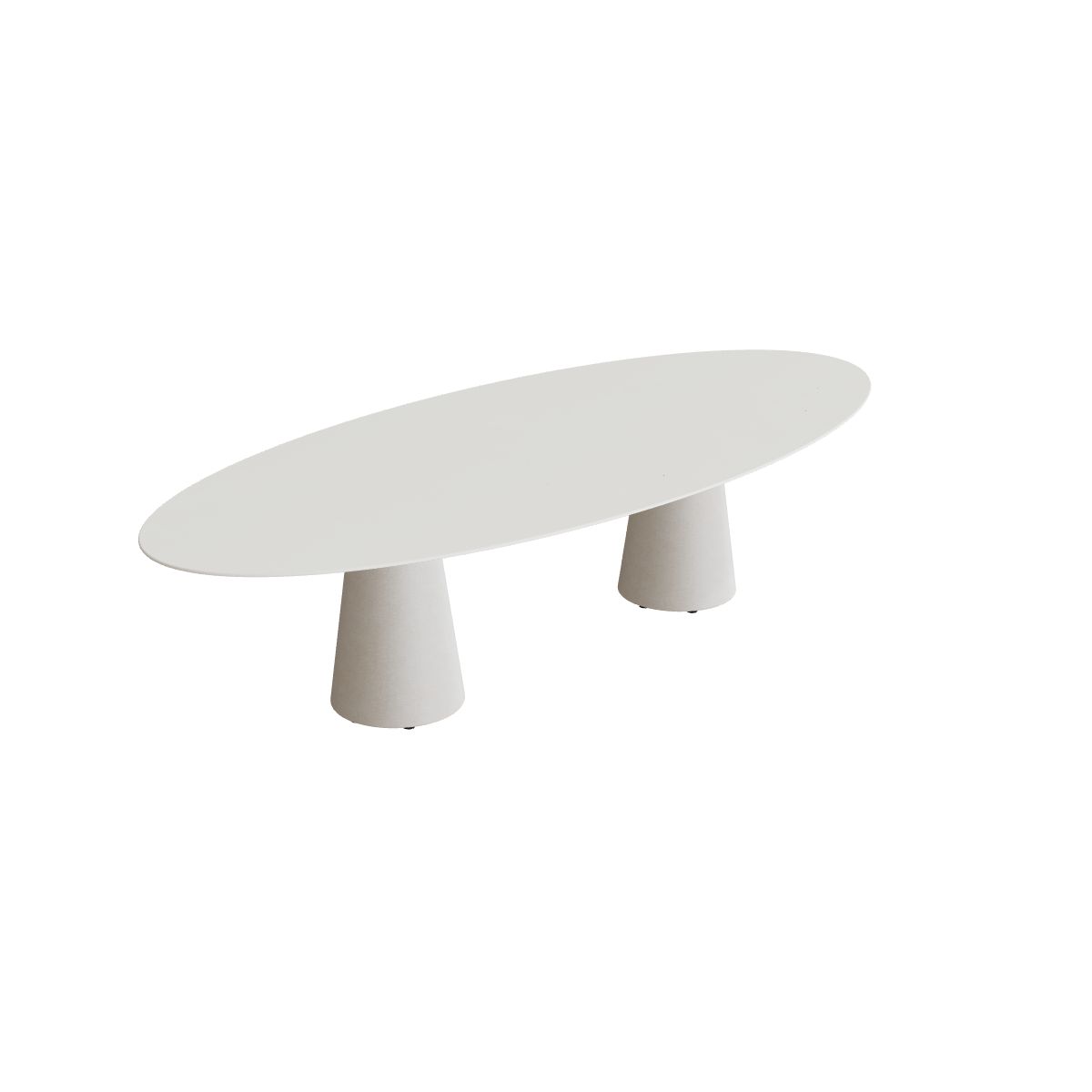 Royal Botania Conix Tisch oval 320 x 140 cm, Esstisch, Sockel sand (desert), Keramik weiß (white)