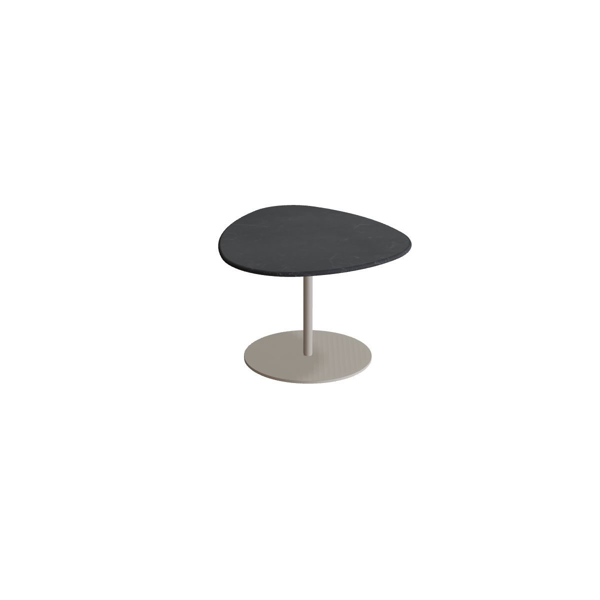 Royal Botania Butler Beistelltisch Plektrum, Gestell pebble, Keramik schwarz geädert (Nero Marquina)