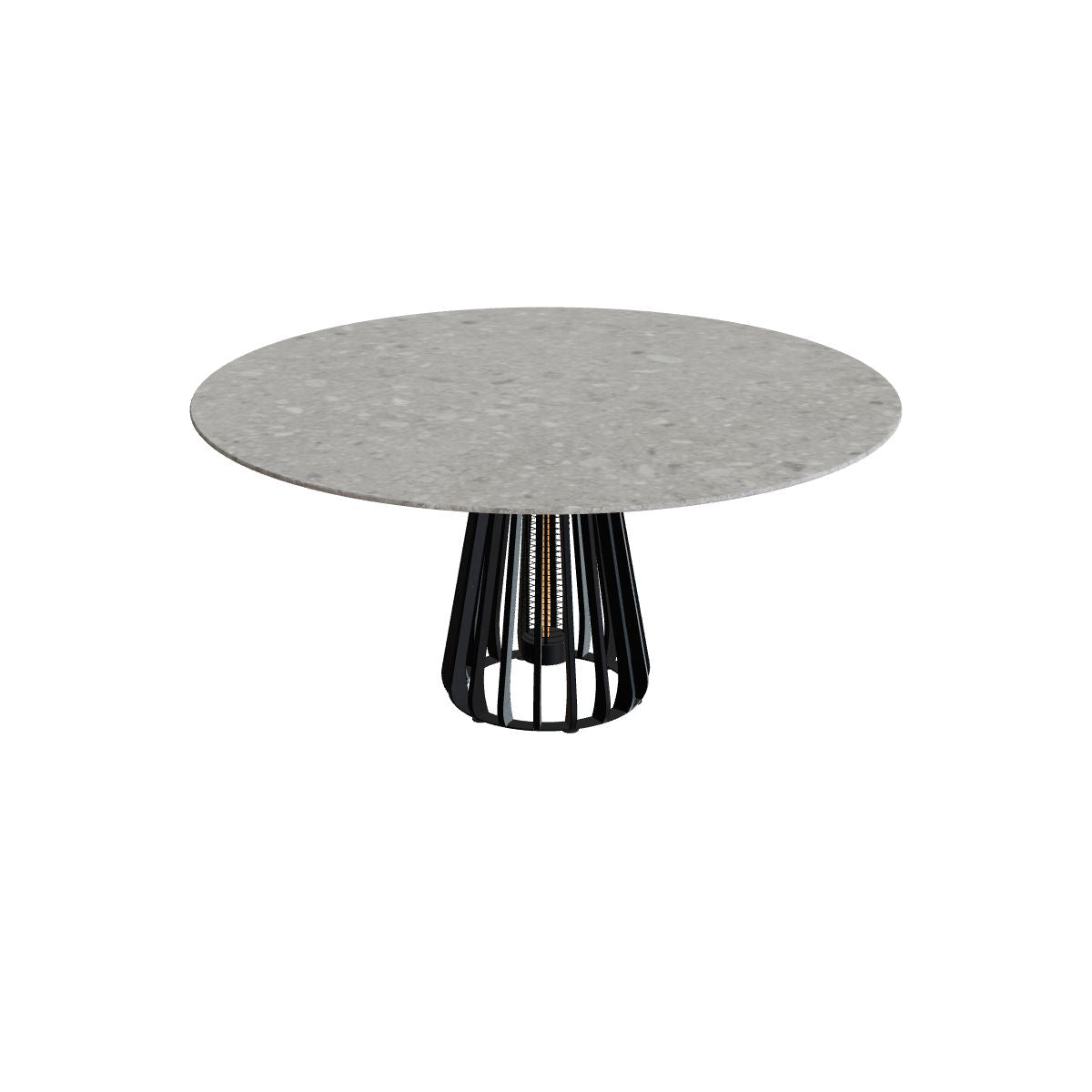 Royal Botania Furniz Tisch rund 160 cm, Esstisch, Gestell anthrazit, Keramik grau gemustert (Ceppo Dolomitica)