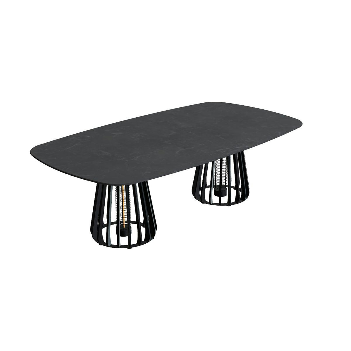 Royal Botania Furniz Tisch oval 220 x 120 cm – niedriger Esstisch, H 67 cm · pebble · Keramik grau gesprenkelt (Sienna Arena)