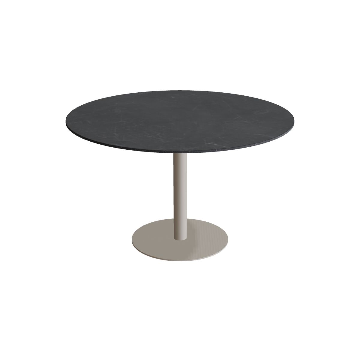 Royal Botania Butler Esstisch 120 cm rund, Gestell pebble, Keramik schwarz geädert (Nero Marquina)
