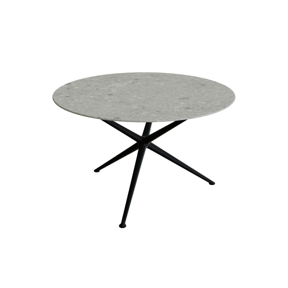 Royal Botania Exes Tisch rund 120 cm – anthrazit · Keramik grau gemustert (Ceppo Dolomitica)