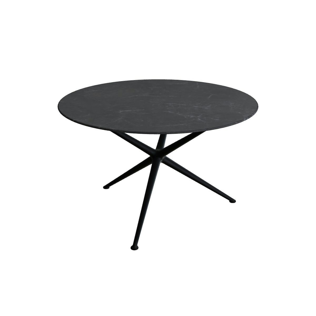 Royal Botania Exes Tisch rund 120 cm – anthrazit · Keramik schwarz geädert (Nero Marquina)
