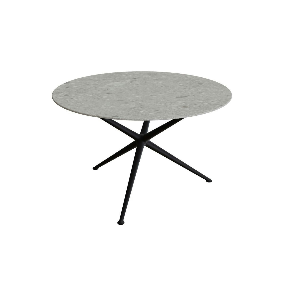 Royal Botania Exes Tisch rund 120 cm – bronze · Keramik grau gemustert (Ceppo Dolomitica)
