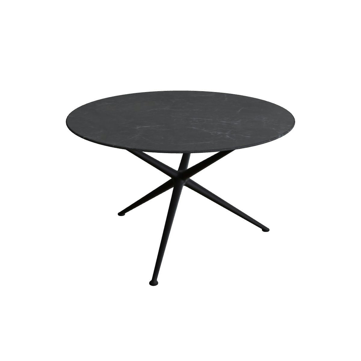 Royal Botania Exes Tisch rund 120 cm – bronze · Keramik schwarz geädert (Nero Marquina)