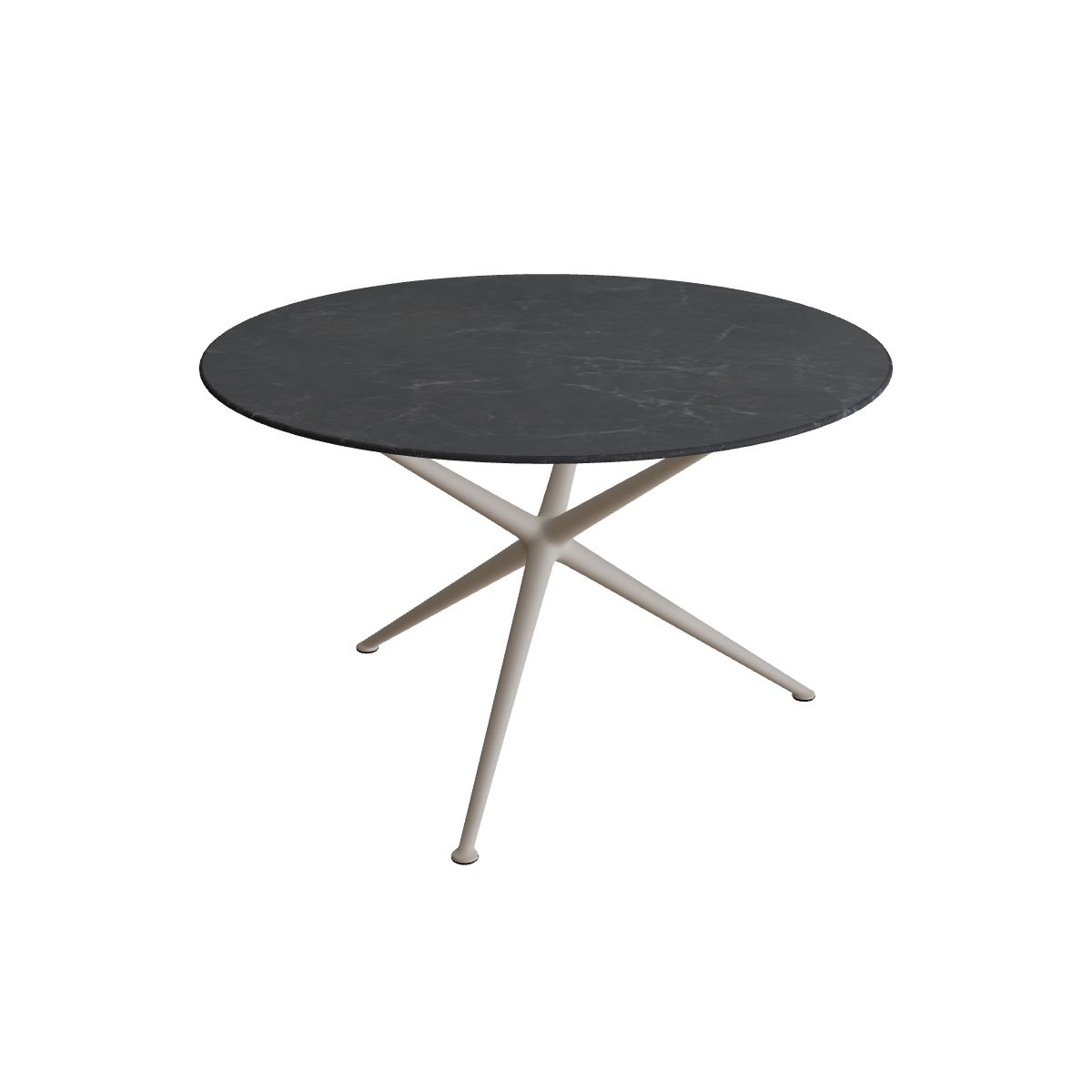 Royal Botania Exes Tisch rund 120 cm, Gestell pebble, Keramik schwarz geädert (Nero Marquina)