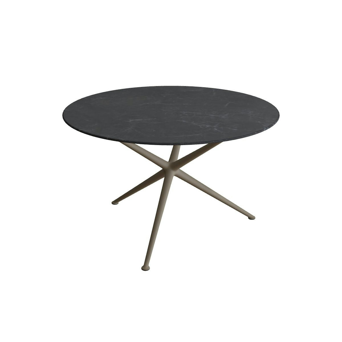 Royal Botania Exes Tisch rund 120 cm – sand · Keramik schwarz geädert (Nero Marquina)