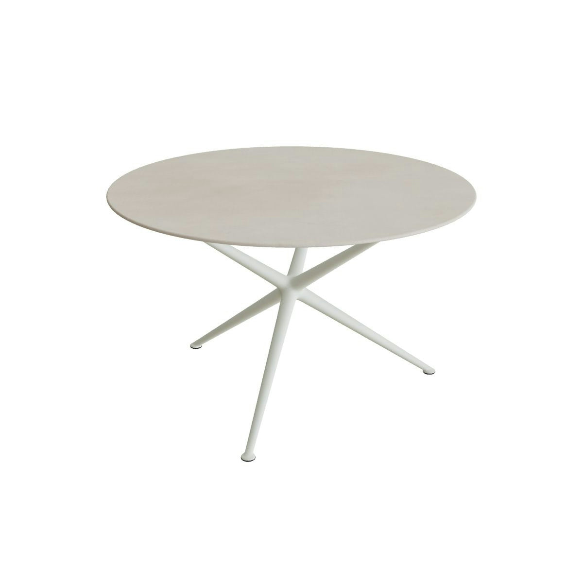 Royal Botania Exes Tisch rund 120 cm – weiß · Keramik zementgrau (Cemento Luminoso)