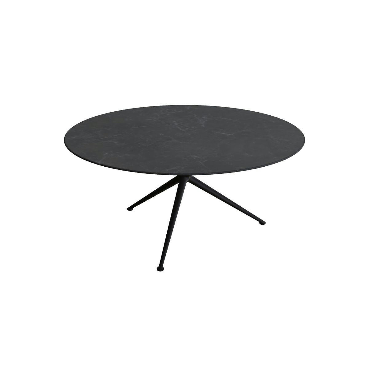 Royal Botania Exes Tisch rund 160 cm – bronze · Keramik schwarz geädert (Nero Marquina)