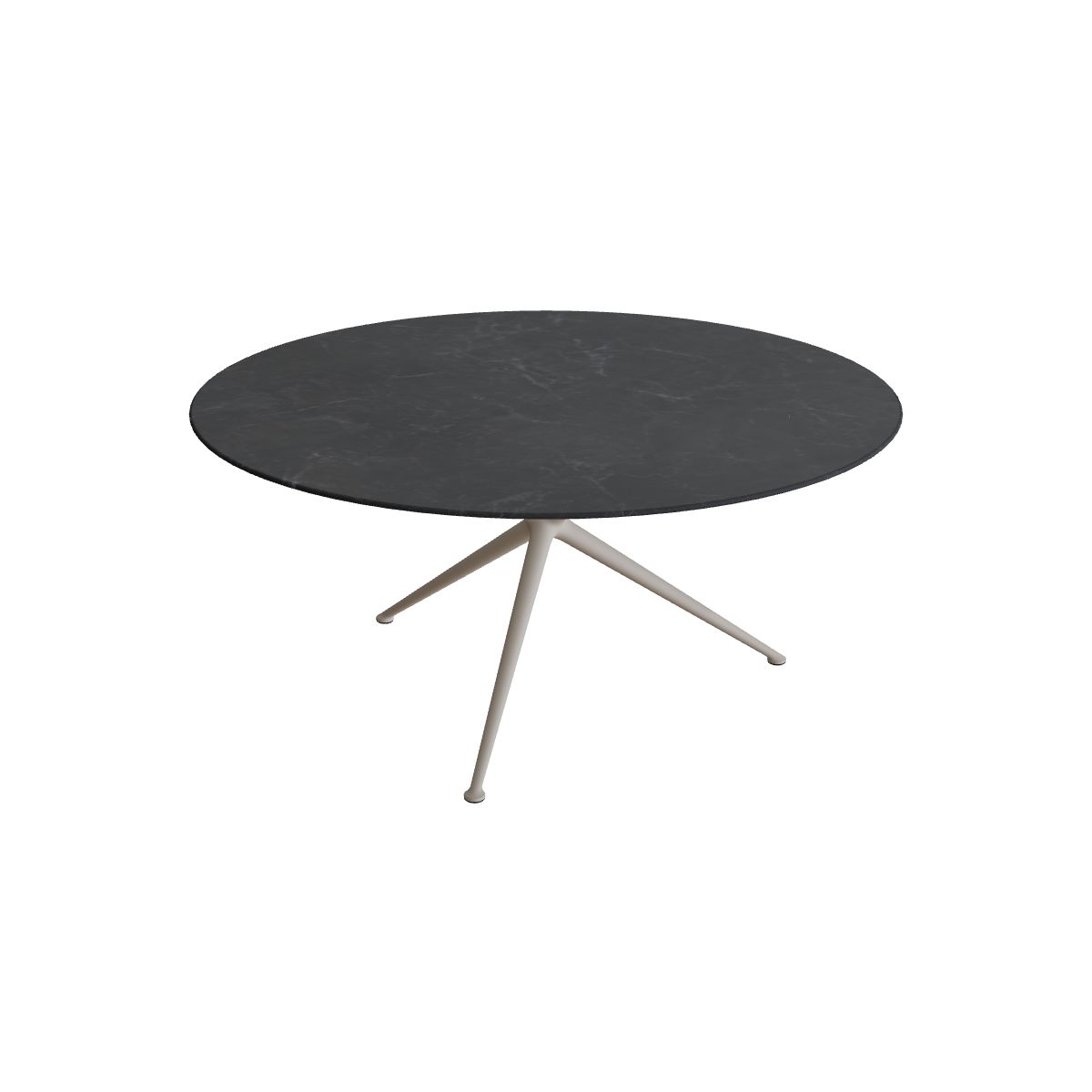 Royal Botania Exes Tisch rund 160 cm, Gestell pebble, Keramik schwarz geädert (Nero Marquina)