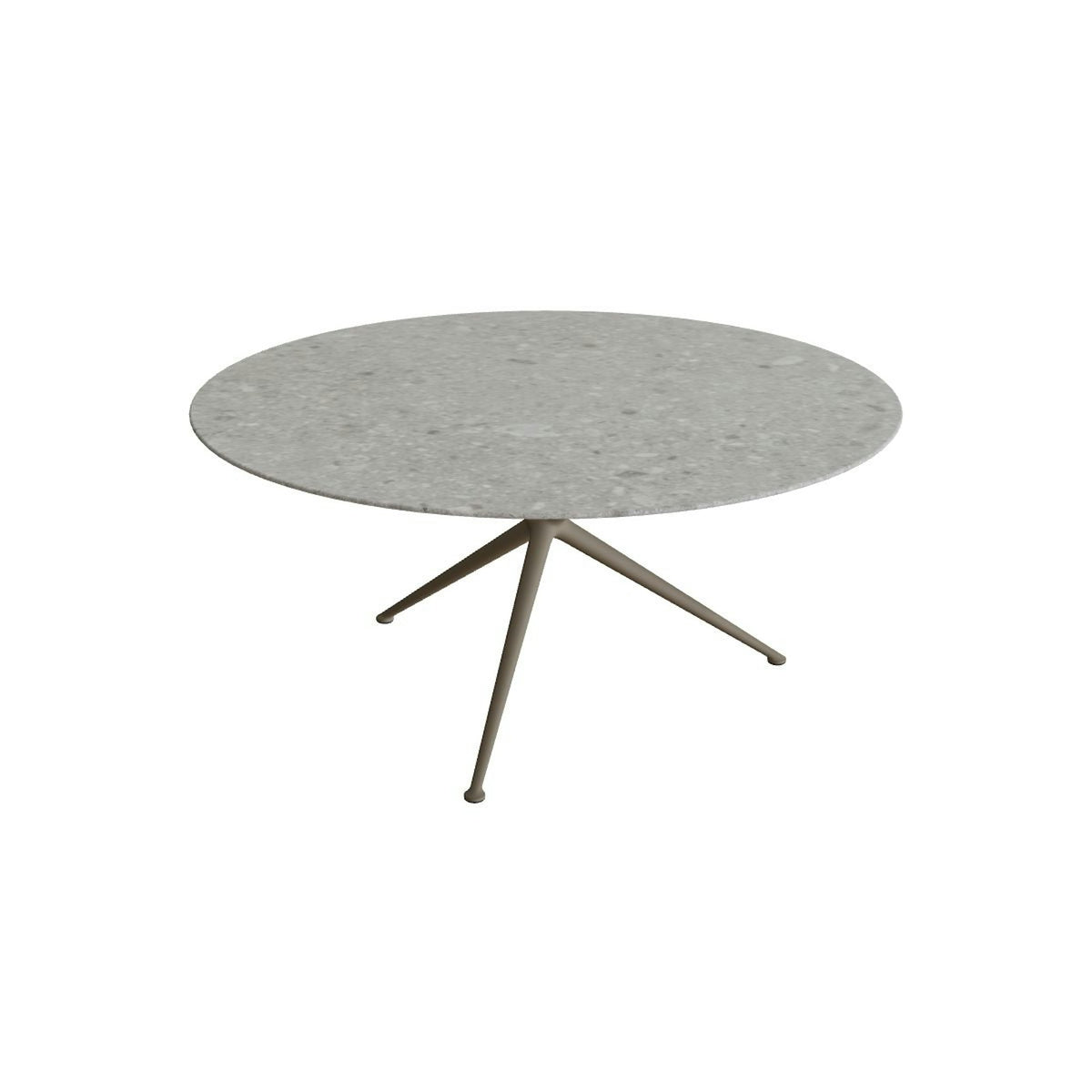 Royal Botania Exes Tisch rund 160 cm – sand · Keramik grau gemustert (Ceppo Dolomitica)