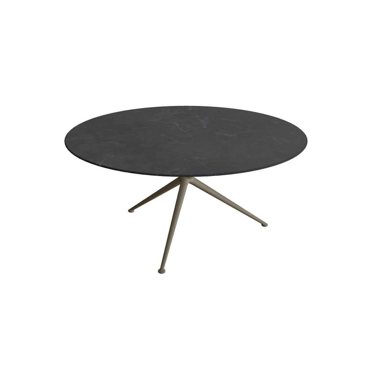 Royal Botania Exes Tisch rund 160 cm – sand · Keramik schwarz geädert (Nero Marquina)