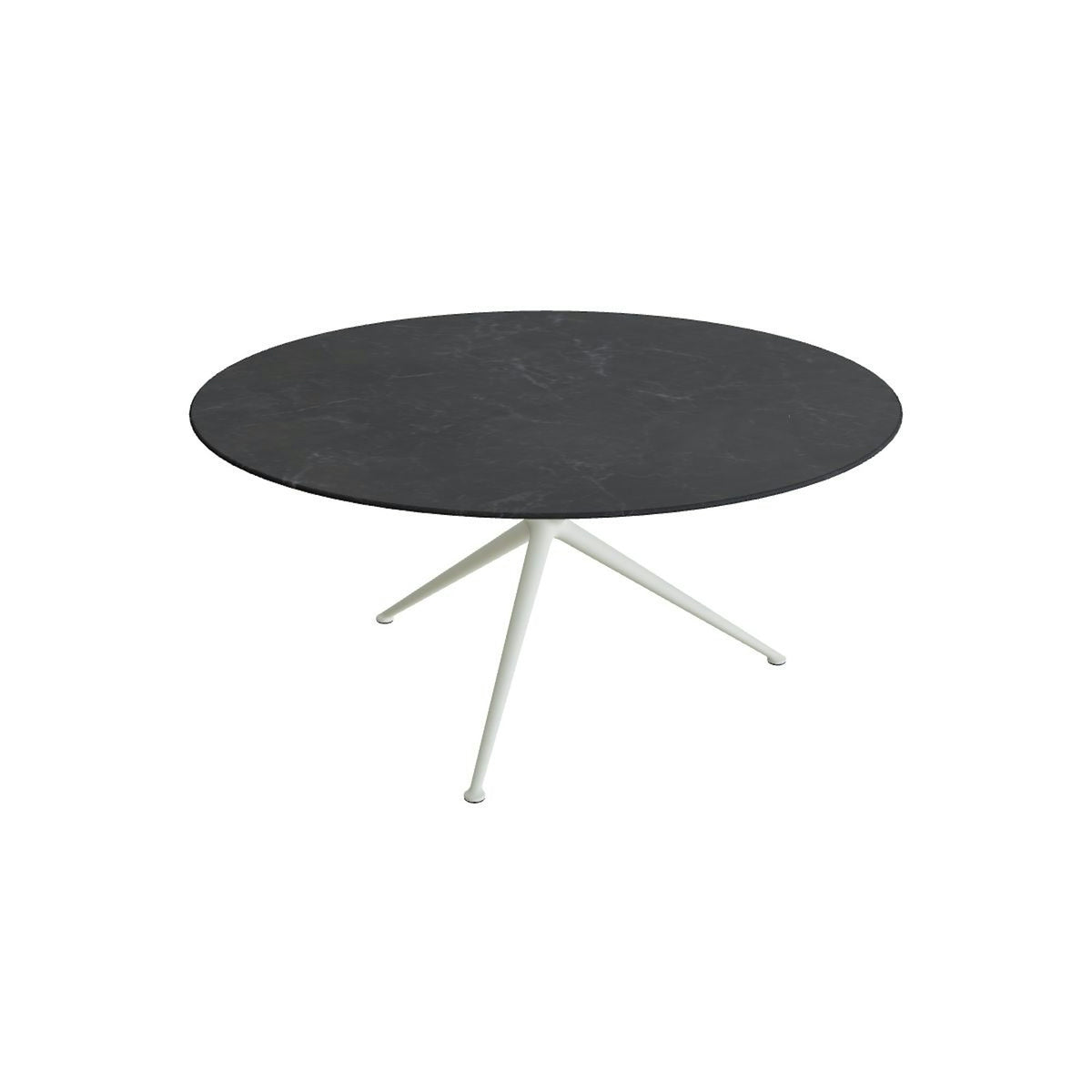 Royal Botania Exes Tisch rund 160 cm – weiß · Keramik schwarz geädert (Nero Marquina)