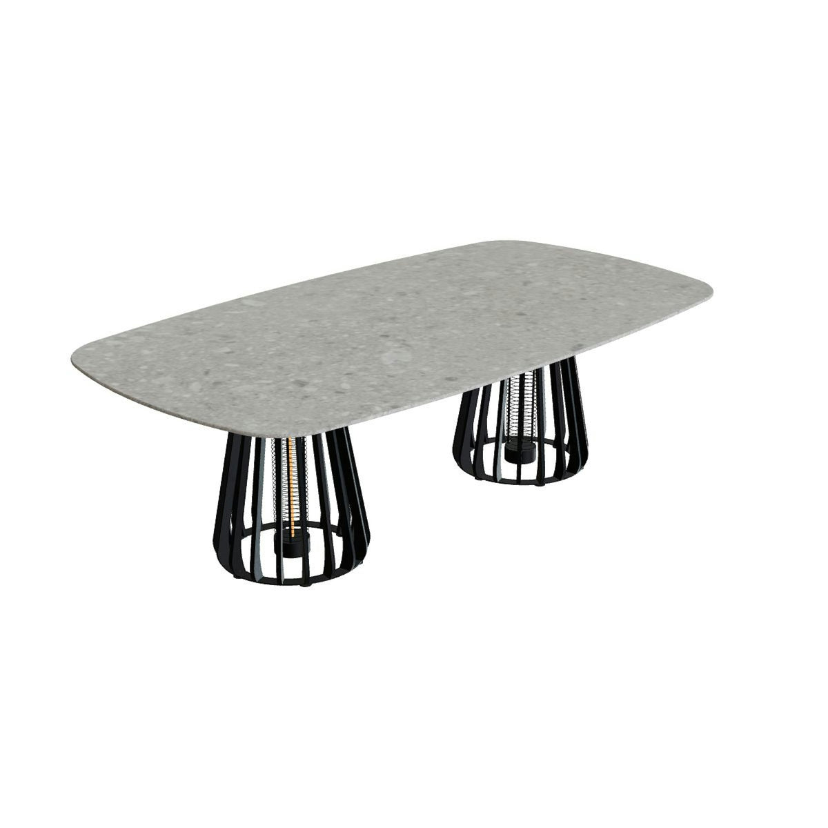 Royal Botania Furniz Tisch oval 220 x 120 cm – niedriger Esstisch, H 67 cm · anthrazit · Keramik grau gemustert (Ceppo Dolomitica)