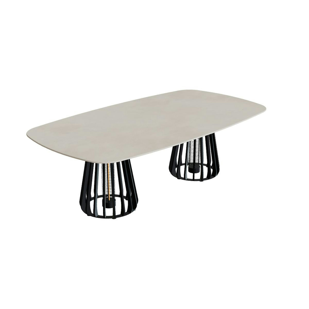 Royal Botania Furniz Tisch oval 220 x 120 cm – niedriger Esstisch, H 67 cm · anthrazit · Keramik zementgrau (Cemento Luminoso)