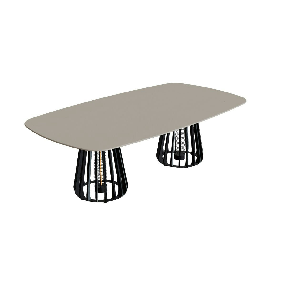 Royal Botania Furniz Tisch oval 220 x 120 cm – niedriger Esstisch, H 67 cm · anthrazit · Keramik perlgrau (Pearl Grey)