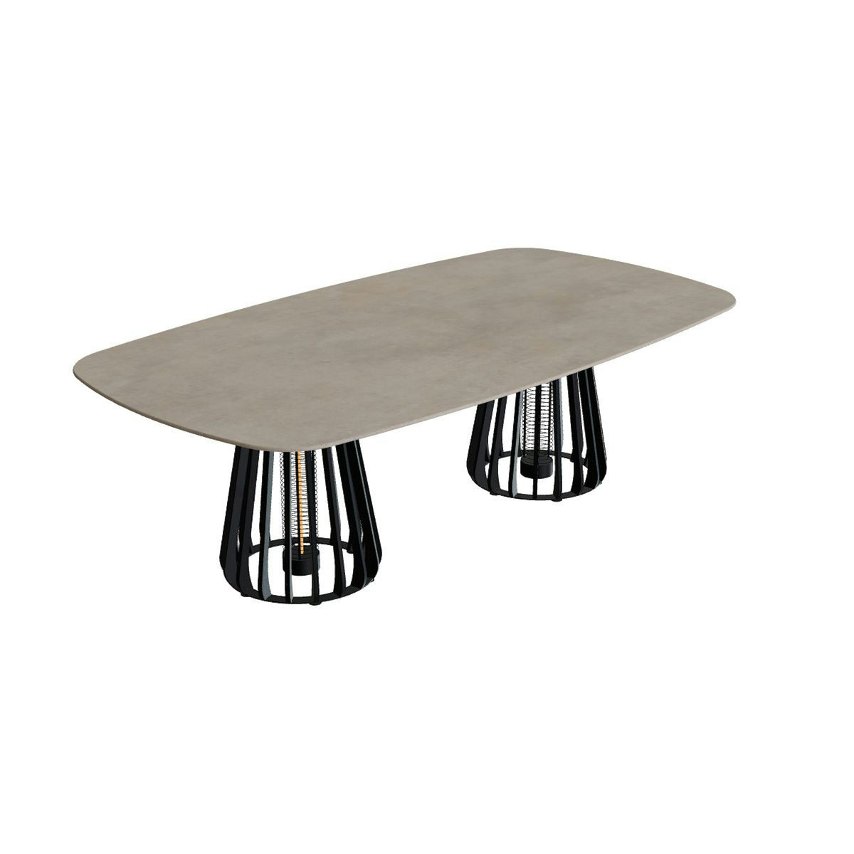 Royal Botania Furniz Tisch oval 220 x 120 cm – niedriger Esstisch, H 67 cm · anthrazit · Keramik graubraun (Terra Sabbia)