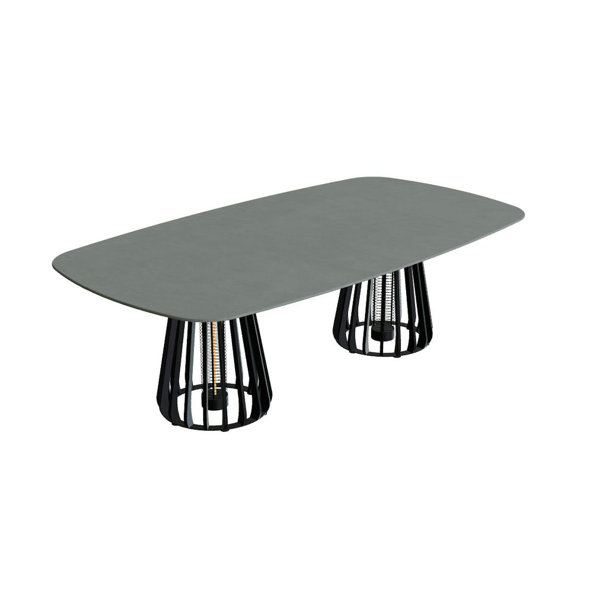 Royal Botania Furniz Tisch oval 220 x 120 cm – niedriger Esstisch, H 67 cm · anthrazit · Keramik steingrün (Verdezza Amazon)