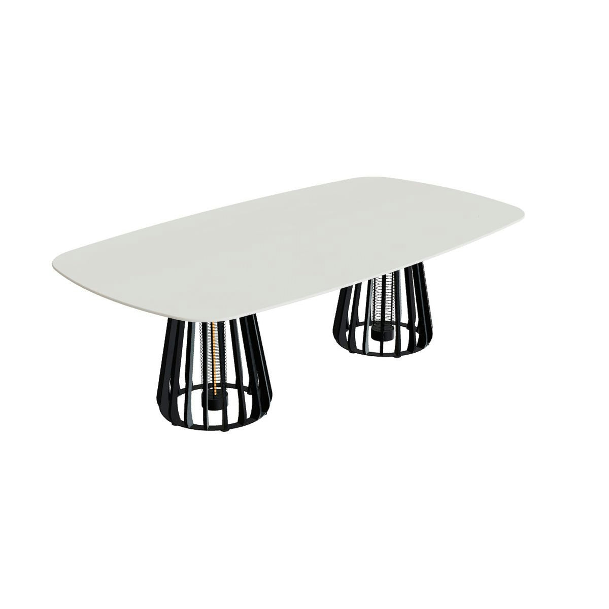 Royal Botania Furniz Tisch oval 220 x 120 cm – niedriger Esstisch, H 67 cm · anthrazit · Keramik weiß (white)